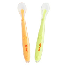 Deals, Discounts & Offers on Baby Care - Luv Lap Baby Feeding Spoon Set of 2 with ultra supple 100% Silicone Tip, BPA Free material with Food Grade Silicone tip, Self Feeding Utensil, Baby Weaning Spoon