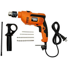 Deals, Discounts & Offers on Home Improvement - Free Broom With BLACK+DECKER KR554RE Corded Variable Speed Reversible Hammer Drill Machine with Lock-On & 4 Drill Bits, 550 Watts 13 millimeters 2800 RPM, For Home & DIY Use, 1 Year Warranty - RED