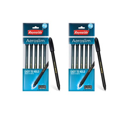 Deals, Discounts & Offers on Stationery - Reynolds AEROSLIM BP - 5 CT POUCH - BLACK (PACK OF 2) I Lightweight Ball Pen With Comfortable Grip