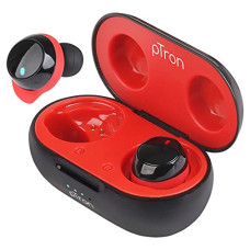 Deals, Discounts & Offers on Headphones - pTron Bassbuds Evo Bluetooth 5.0 Wireless Headphones, Deep Bass, Touch Control Wireless TWS Earbuds, Quick Pairing, Dual HD Mic, Passive Noise Cancelling Earphones with Voice Assistance (Black & Red)