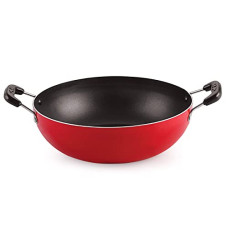 Deals, Discounts & Offers on Cookware - Nirlon Cooking Non-Stick Gas Stove Compatible Bottom deep Fry kadai/Wok Pans 21cm - 1.5 LTR[New_26mm_Classic_KD11] - Aluminium