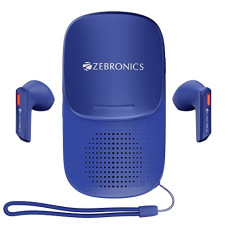 Deals, Discounts & Offers on Electronics - ZEBRONICS Sound Bomb X1 3-in-1 Wireless Bluetooth v5.0 In Ear Earbuds + Speaker Combo with 30 Hour Backup, Built-in LED Torch, Call Function, Voice Asst, Type C and Splash Proof Portable Design (Blue)