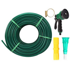 Deals, Discounts & Offers on Gardening Tools - TheFitLife 1/2'' (0.5 INCH) 12mm High Presure Heavy Duty Green Braided Water Pvc Hose Pipe Easy to Connect, Garden,Car Wash, Floor Clean, Pet Bath & Park with Spray Gun 50 FEET (15 METERS)
