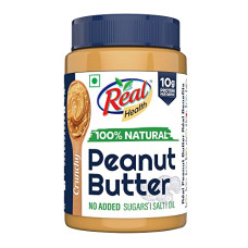 Deals, Discounts & Offers on Grocery & Gourmet Foods - Real Health 100% Natural Peanut Butter (Crunchy) - 1Kg | Unsweetened | High Protein with 10g Protein per serve | For Fitness conscious | Zero Trans Fat | Gluten Free | Non-GMO Peanuts