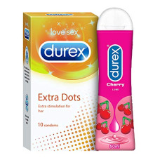 Deals, Discounts & Offers on Sexual Welness - Durex Extra Thin Condoms for Men - 10 Count with Durex Lube Cherry Flavoured Lubricant Gel for Men & Women - 50ml | Water based lube | Suitable