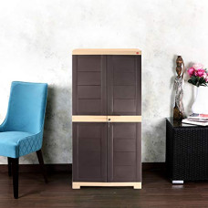 Deals and Offers on Furniture - Cello Novelty Big Plastic 2 Door Cupboard with 3 Shelves (Brown and Beige) Deals, Discounts & Offers on Furniture - Cello Novelty Big Plastic 2 Door Cupboard with 3 Shelves (Brown and Beige)