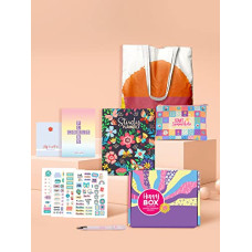 Deals, Discounts & Offers on  - Doodle l The Happy Box Study Planner Stationery Kit l B5 Planner + Tote Bag + Pouch + Sticker Book + Pocket Planner + Sticky Notes + Pen + Motivational Cards + Bookmarks with Premium Gift Box (Blossom Tales)