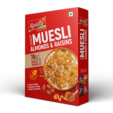 Deals, Discounts & Offers on  - Kwality Crunchy Muesli, Almonds Raisins and Honey - Goodness of Multigrain, High in Fibre, Source of Vitamin, Iron and Protein 400g [Pack of 1]
