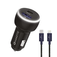 Deals and Offers on Mobile Accessories - Amkette Power Pro 2 Port 36 Watts iPhone Car Charger with PD Type C and Quick Charge 3.0 & Free Type C to Lightning Braided Cable, 1 Year Warranty (Black) Deals, Discounts & Offers on Mobile Accessories - Amkette Power Pro 2 Port 36 Watts iPhone Car Charger with PD Type C and Quick Charge 3.0 & Free Type C to Lightning Braided Cable, 1 Year Warranty (Black)