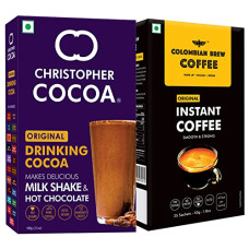 Deals, Discounts & Offers on  - Colombian Brew Pure Instant Coffee Powder, Strong 50g, Christopher Cocoa, Drinking Chocolate Cocoa Powder, Dark No Sugar, 100g