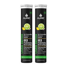 Deals, Discounts & Offers on  - Auric Liver Detox Effervescent | Fizzy Water with 10 Ayurvedic Herbs | Clinically Researched Therapeutic Ingredients | Drop, Dissolve, Fizz, Drink |Pack of 40 Tablets