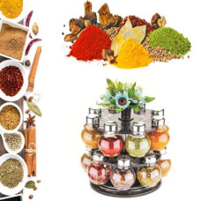 Deals and Offers on  - Suzec Multipurpose Revolving Plastic Spice Rack Set (16pcs) Revolve 360 Degree Which Holds 8 Bottles Deals, Discounts & Offers on  - Suzec Multipurpose Revolving Plastic Spice Rack Set (16pcs) Revolve 360 Degree Which Holds 8 Bottles