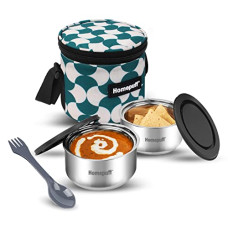 Deals, Discounts & Offers on  - Home Puff Set of 2 Stainless Steel Insulated Lunch Box for School and Office, Spill Proof Tiffin