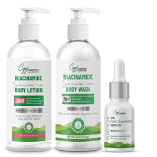 Deals and Offers on Beauty Care - CGG Cosmetics Niacinamide Serum in Body Lotion 200ml, Body Wash 200ml & FREE10ml Niacinamide Serum-Combo, For Improve skin texture,Minimizes acne scars Deals, Discounts & Offers on Beauty Care - CGG Cosmetics Niacinamide Serum in Body Lotion 200ml, Body Wash 200ml & FREE10ml Niacinamide Serum-Combo, For Improve skin texture,Minimizes acne scars