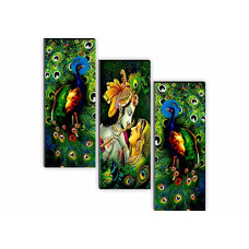 Deals and Offers on  - SAF Set of 3 Radha Krishna with Peacock 6MM MDF UV Textured Self Adesshive Painting 18 Inch X 15 Inch SANFJ198 Deals, Discounts & Offers on  - SAF Set of 3 Radha Krishna with Peacock 6MM MDF UV Textured Self Adesshive Painting 18 Inch X 15 Inch SANFJ198