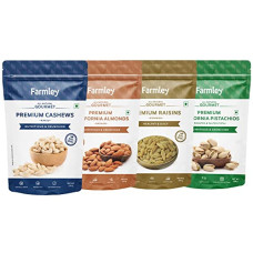 Deals, Discounts & Offers on  - Farmley Premium Mix Nuts and Dry Fruits Combo Pack (Almond 250 g, Cashew 250 g, Pistachios 200 g, Raisin 200 g)