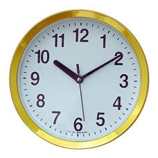 Deals, Discounts & Offers on  - CHRONIKLE Elegant Round Silver Color Plastic Case White Dial Analog Home/Office Decor Wall Clock (Size: 20 x 4.5 x 20 CM | Color: Golden | Weight: 278 grm)