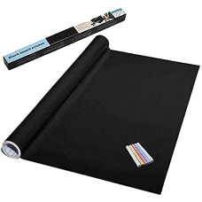 Deals, Discounts & Offers on  - Shelzi Black Board Self-Adhesive Wall Sticker, Removable Chalkboard Vinyl Contact Paper Roll with 5 Colourful Chalks and Wallpaper Decal