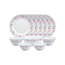 Deals, Discounts & Offers on  - Larah by Borosil Pentas Opalware Dinner Set, 13 Pieces, White