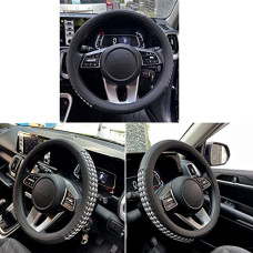 Deals, Discounts & Offers on  - Oshotto SC-04 Fiber Leather Car Steering Cover Black and Grey Colour Compatible with Skoda Superb