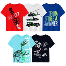 Deals, Discounts & Offers on  - [Size 12 - 18 Months] Kuchipoo Boys Regular Fit Cotton T-Shirt (KUC-TSHRT-345, Multi-Colored)