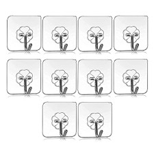 Deals, Discounts & Offers on  - RAXON Self Adhesive Wall Hooks, Heavy Duty Sticky Hooks for Hanging 10KG (Max), Waterproof Transparent Adhesive Hooks