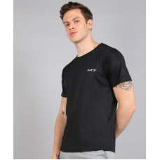 Deals, Discounts & Offers on  - M7 By MetronautMen Solid Round Neck Black T-Shirt