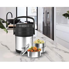 Deals, Discounts & Offers on Electronics - MILTON Woofer 3 Thermosteel Wireless Bluetooth Speaker Tiffin (3 Containers) Steel Plain