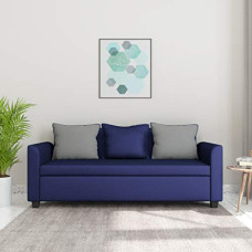Deals, Discounts & Offers on Furniture - Amazon Brand - Solimo Nigella Fabric 3 Seater Sofa (Blue)