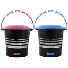 Deals, Discounts & Offers on  - Kuber Industries 2 Pieces Plastic Step-On Dustbin Garbage Bin with Handle, 5 litres (CTKTC043071, Pink & Blue, Standard)