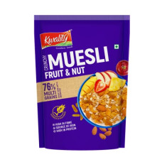 Deals, Discounts & Offers on  - Kwality Muesli Fruit N Nut, Multigrain, Wheat, Corn, Oats, Brown Rice, High in Fibre, Iron and Protein 100g [Pack of 1]