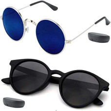 Deals, Discounts & Offers on Sunglasses & Eyewear Accessories - Y&S Unisex UV Protected Sunglasses For Mens Womens In Blue And Black Combo Of 2 Man Woman Sun glasses Goggles Set (KF9I-YXSM-YW5R)