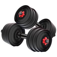 Deals, Discounts & Offers on  - Kore PVC DM 4-40 Kg (Black/Black-Red/3 IN 1 Convertible) Dumbbells Set and Fitness Kit