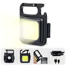 Deals, Discounts & Offers on  - Pristar Small LED Flashlight 800 Lumens COB Rechargeable Keychain Mini Flashlight 4 Light Modes Portable Pocket Light with Folding Bracket Bottle Opener and Magnet Base