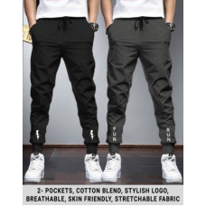 Deals, Discounts & Offers on  - TRIPRPack of 2 Men Printed Black, Brown Track Pants