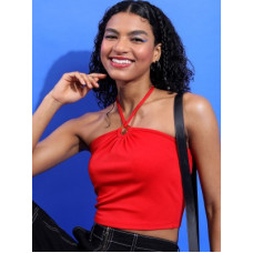 Deals, Discounts & Offers on Laptops - Tokyo TalkiesCasual Noodle Straps Solid Women Red Top