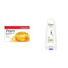 Deals, Discounts & Offers on  - Pears Pure And Gentle Soap Bar, 125g (Pack Of 3) & Dove Daily Shine Conditioner, 180ml