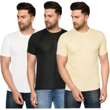 Deals, Discounts & Offers on  - InkTeesPack of 3 Men Solid Regular Fit Plain T-Shirt Multicolor Round Neck (Pack of 3) Men Solid Round Neck Multicolor T-Shirt