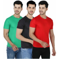 Deals, Discounts & Offers on  - [Sizes ] NewsinghPack of 3 Men Solid Round Neck Red T-Shirt