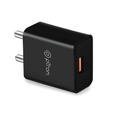 Deals, Discounts & Offers on Mobile Accessories - pTron Volta 12W Single Port USB Fast Charger, BIS Certified, Made in India Wall Charger Adapter, Universal Compatibility (Cable Not Included, Black)
