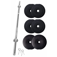 Deals, Discounts & Offers on  - FitBox Sports Home Gym - W/A Barbell Rod & Weigth Plates 20kg (2.5kg x 4 + 5kg x 2), Black (9506)
