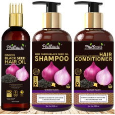 Deals, Discounts & Offers on  - Phillauri Red Onion Black Seed Oil Ultimate Hair Care Kit (Shampoo + Hair Conditioner + Hair Oil)(3 Items in the set)