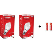 Deals, Discounts & Offers on  - Eveready 10W LED Bulb Pack of 2 with Free 2 Batteries(White, Pack of 2)