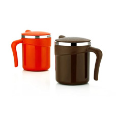 Deals, Discounts & Offers on  - Black Olive Dolphine Shape Coffee Mug with Lid and Handle- Plastic Covered Stainless Steel Double Walled Insulated Tea Mug to Carry Hot & Cold Beverage