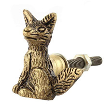Deals, Discounts & Offers on Home Improvement - Indian-Shelf 2 Piece Gold Knobs -Brass Drawer Knob - Fox Main Door Handle Set - 3.55 cm Drawer Pulls
