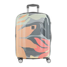 Deals, Discounts & Offers on  - Genie Florentine Trolley Bag Large Size, 79 cms Pink Printed Hard Side Travel Bag for Women, 8 Wheel Luggage Suitcase