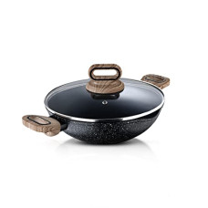 Deals, Discounts & Offers on Cookware - Bergner Ultimate Non-Stick Kadai with Glass Lid 24 cm, 2L, Heatdot Technology & Induction Base, Food Safe, Grey