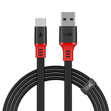 Deals, Discounts & Offers on  - boAt Type C A750 Stress Resistant, Tangle-free, Sturdy Flat Cable with 6.5A Fast Charging & 480Mbps Data Transmission, 10000+ Bends Lifespan and Extended 1.5m Length(Rebellious Black)