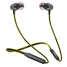 Deals, Discounts & Offers on Headphones - tunez Rhythm R27 in Ear Wireless Neckband with 20 Hours Play Time, Fast Charging,IPX5 Water Resistant, Bluetooth V5.0, in Built mic,10mm Driver, Deep Bass Sound and Voice Assistant(Black,Yellow)