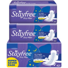 Deals, Discounts & Offers on  - STAYFREE Dry Max All Night combo Sanitary Pad(Pack of 98) Sanitary Pad(Pack of 98)